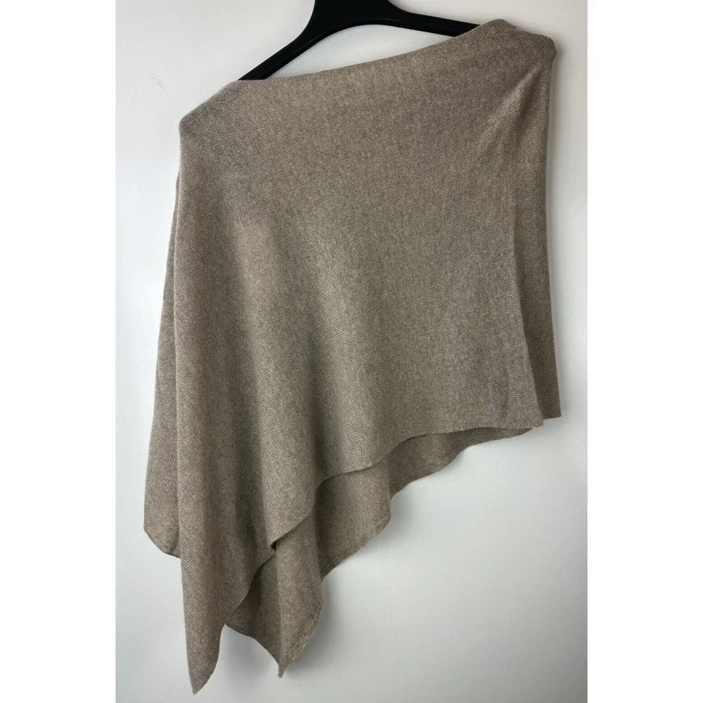 Alashan 100% Cashmere Draped Dress Topper Poncho Lightweight Soft & Cozy Tan NWT - Picture 15 of 16
